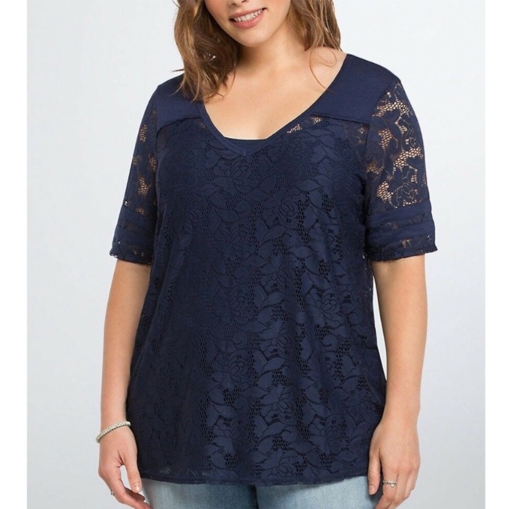 2x Torrid lace sheer top!